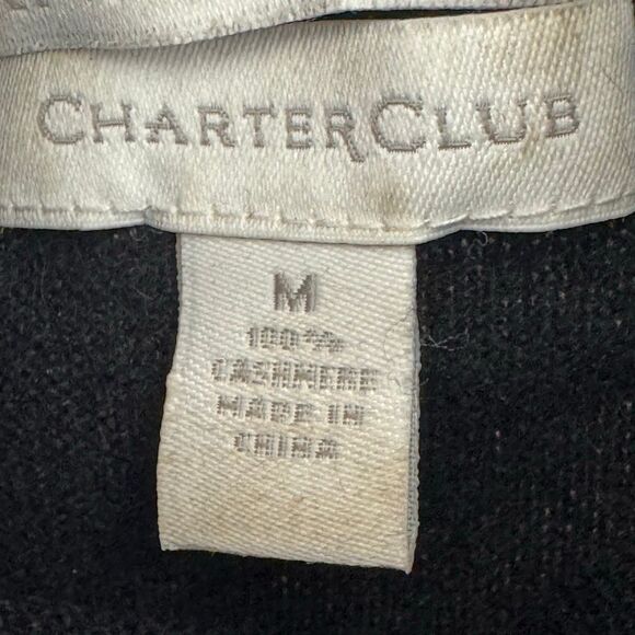 Charter Club Luxury 100% Cashmere Turtleneck Sweater Black Lightweight SZ M #251 - Picture 10 of 11